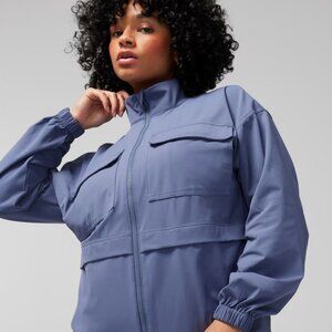 NWT Soma TECH KNIT Zip-Front Jacket Nightshadow Blue Size L